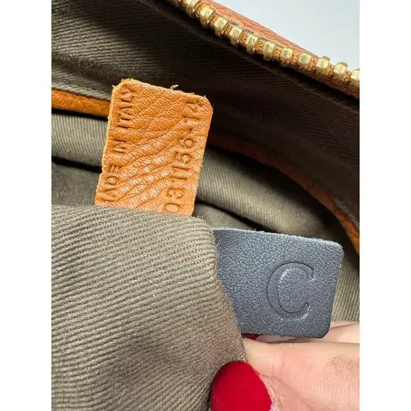 Chloe Large Marcie Pebbled Leather Satchel Bag Tan Cognac Gold Hardware w COA - Picture 14 of 16